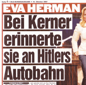 EVA HERMAN: Bei Kerner erinnerte sie an Hitlers Autobahn