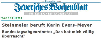 Steinmeier beruft Karin Evers-Meyer. Bundestagsabgeordnete: Das hat mich völlig überrascht.